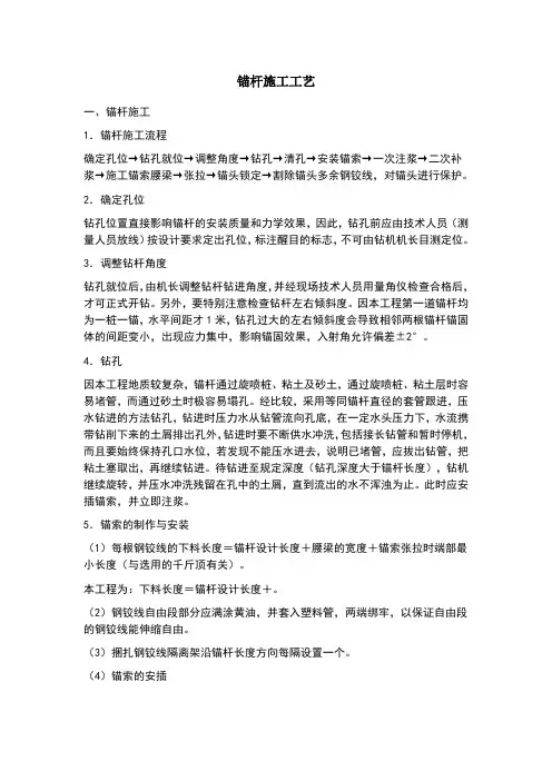 锚杆施工工艺