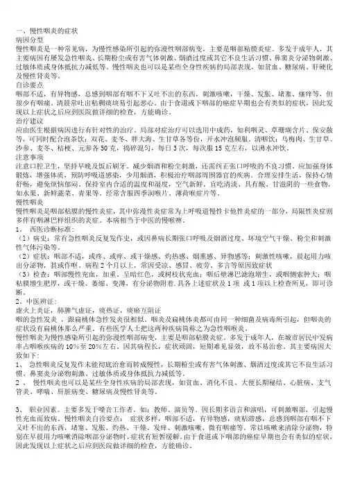 慢性咽喉炎的症状