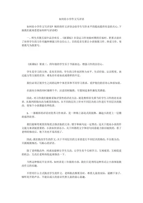 如何给小学作文写评语