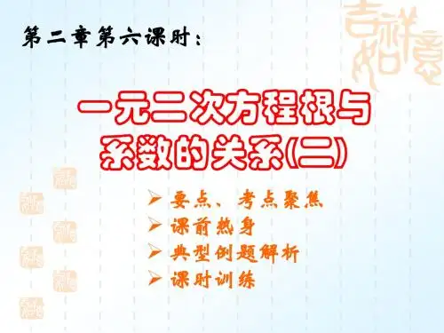 2009年中考数学复习课件第二章第六课时一元二次方程根与系数的关系2