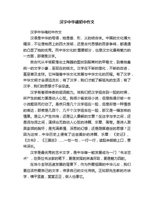 汉字中华魂初中作文