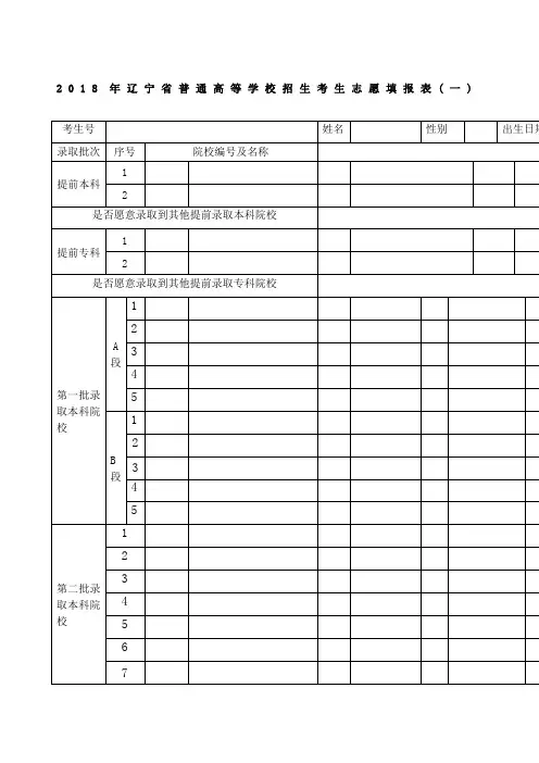 辽宁省普通高考志愿填报表
