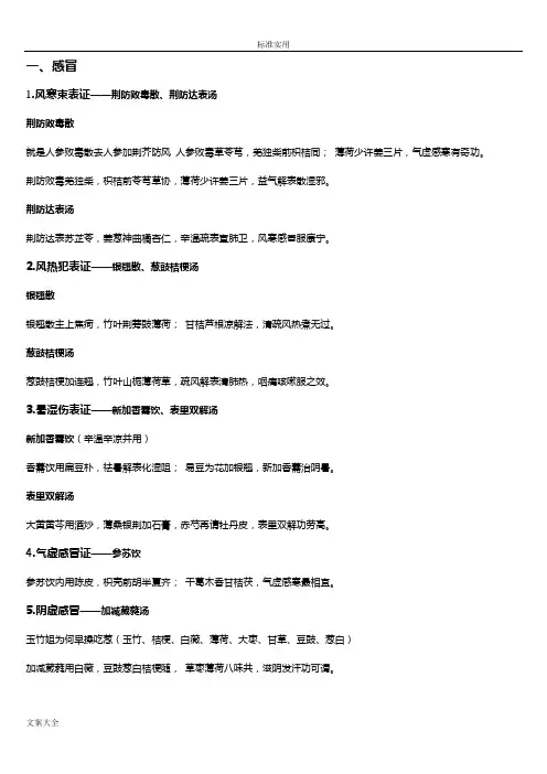 中医学科内科方剂歌诀