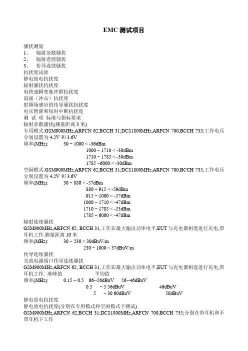 EMC测试项目