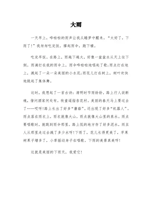 描写《大雨》的三年级满分作文3篇