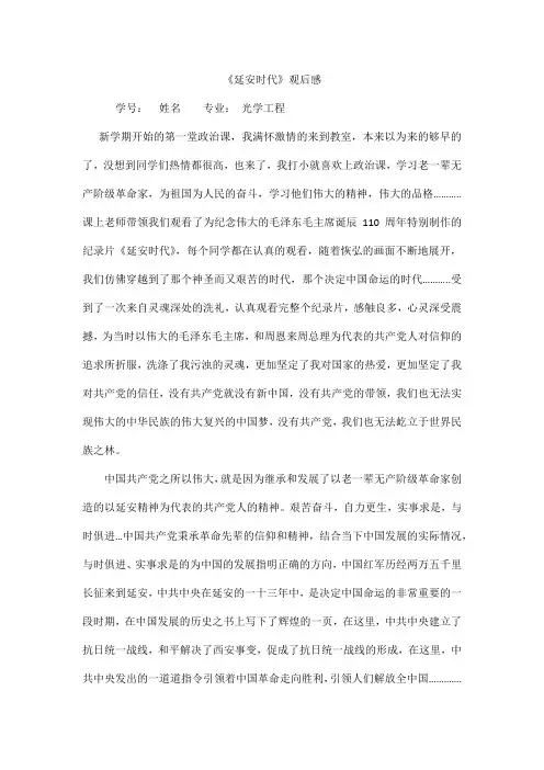 延安时代观后感