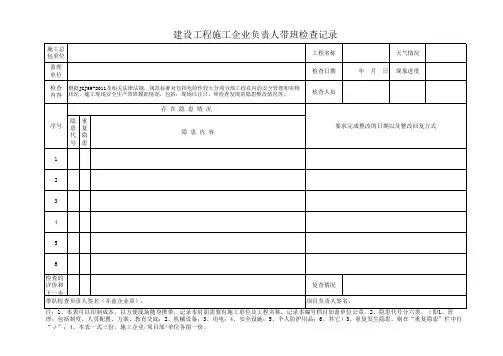 建设工程施工企业负责人带班检查记录