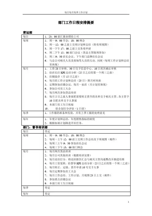 每日每周每月工作