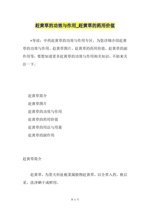 赶黄草的功效与作用赶黄草的药用价值