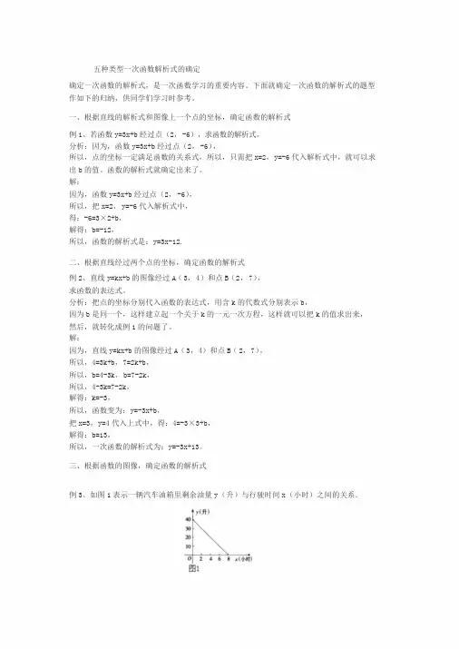 确定一次函数解析式地五种方法