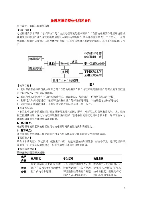 连云港市新海实验中学高考地理一轮复习地理环境的整体性和差异性第2课时教案