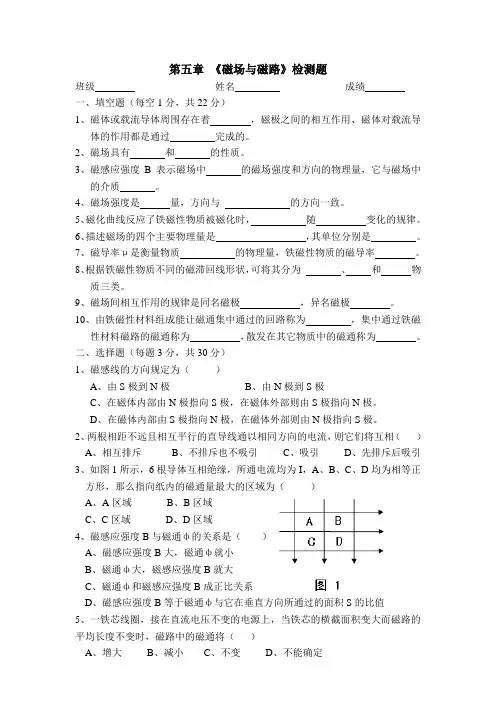 第5章磁场与磁路单元检测题