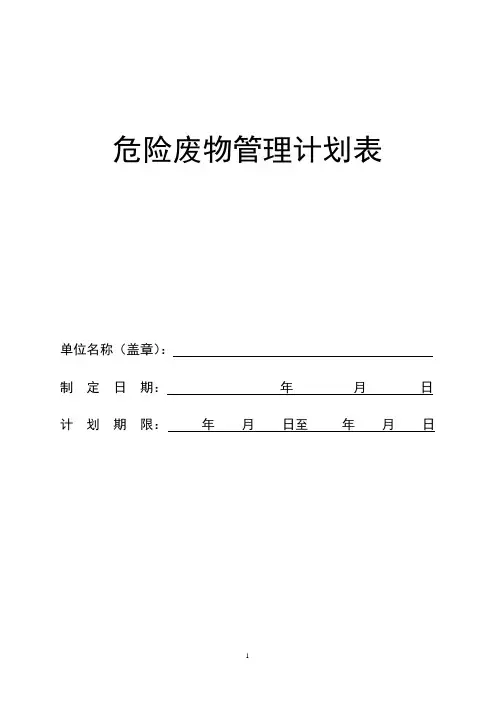 危险废物管理计划表(官方空白)