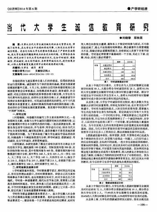 当代大学生诚信教育研究
