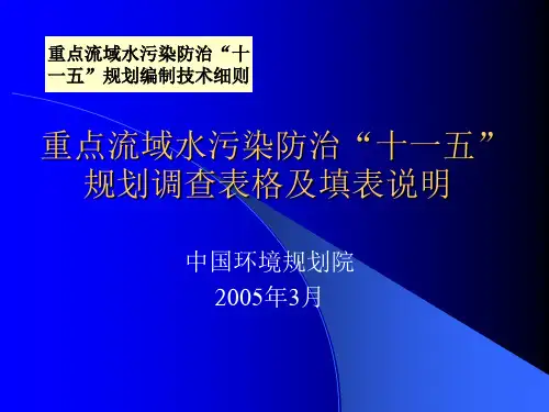 重点流域水污染防治十一五规划调查表格及填表说明