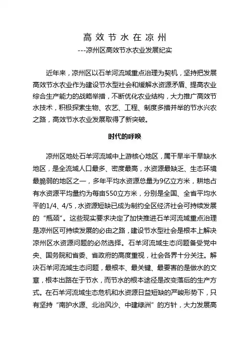 凉州大力发展高效节水农业