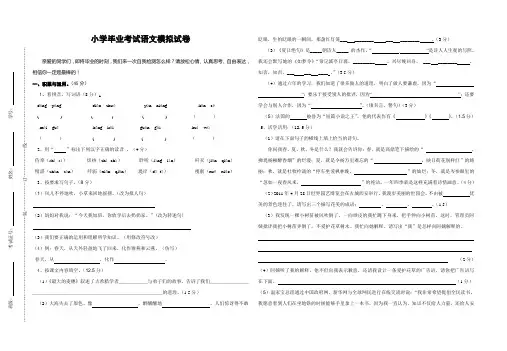 小学毕业考试语文模拟试卷(1)