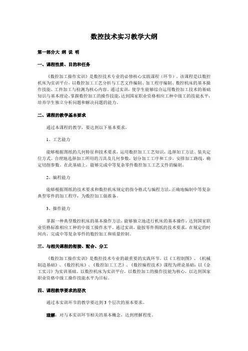 数控加工操作实训教学大纲