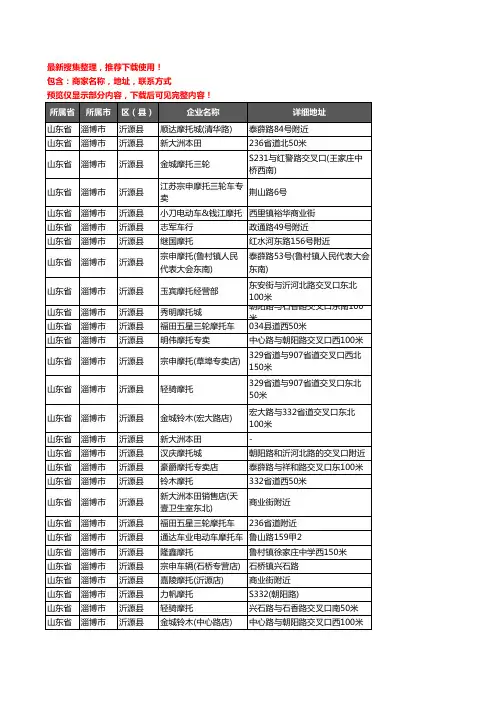 新版山东省淄博市沂源县摩托车企业公司商家户名录单联系方式地址大全62家