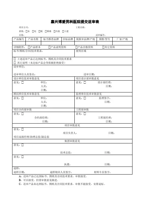 嘉兴博爱男科医院提交送审表