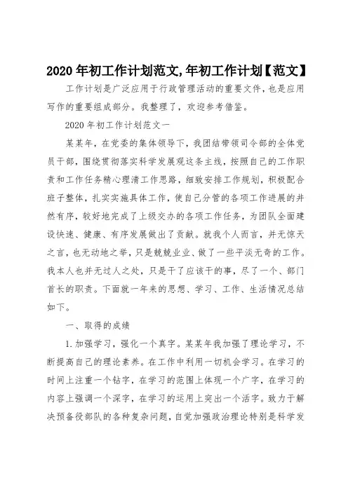 2020年初工作计划范文,年初工作计划【范文】