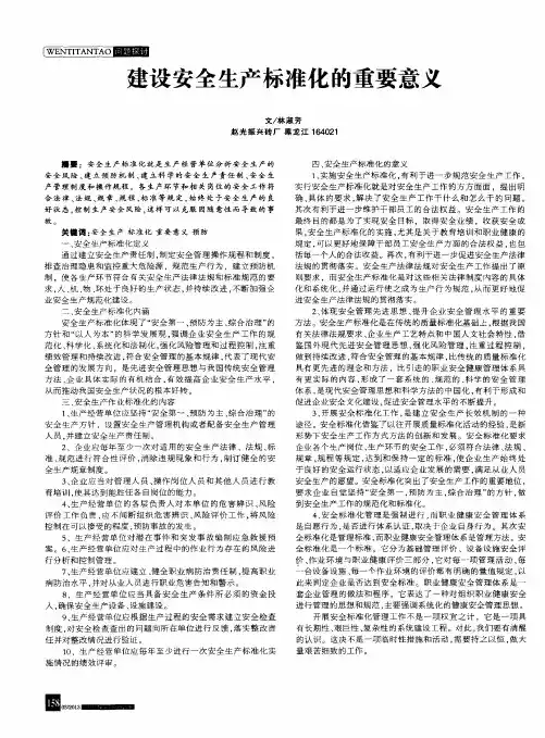 建设安全生产标准化的重要意义