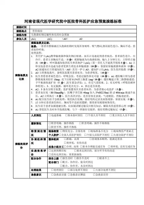 过敏性休克应急预案演练记录表