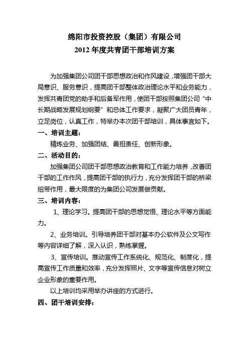 团干部培训方案 2