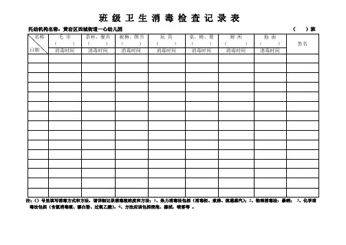 (完整word版)班级卫生消毒检查记录表