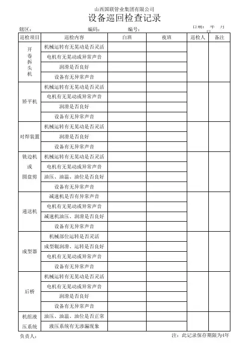 设备巡回检查记录