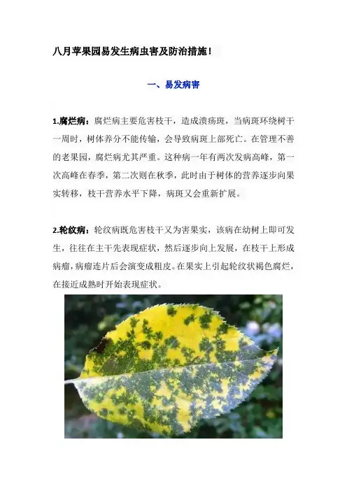 八月苹果园易发生病虫害及防治措施