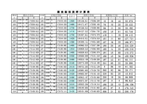公路极坐标法放样计算表
