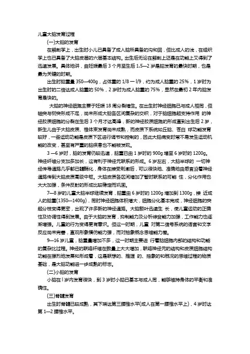 儿童大脑发育过程