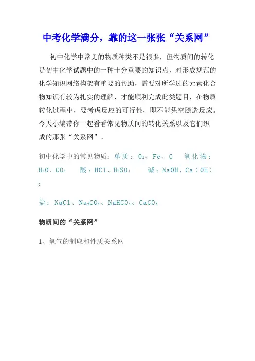 中考化学推断题物质转化关系汇总