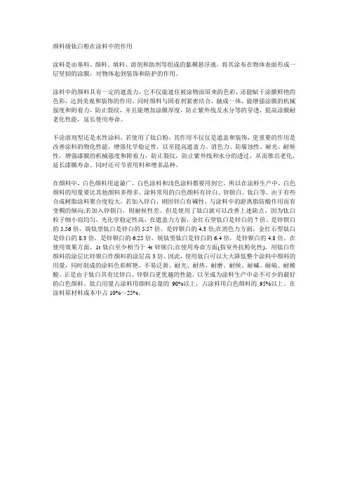颜料级钛白粉在涂料中的作用