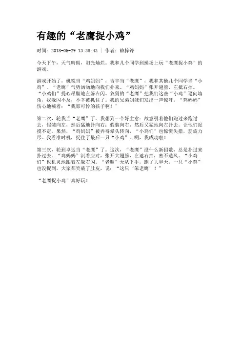 有趣的“老鹰捉小鸡”