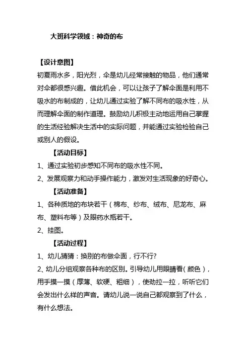 大班科学：神奇的布