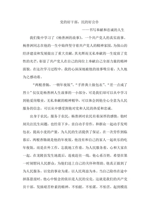 杨善洲的故事读后感