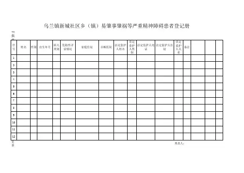 易肇事肇祸等严重精神障碍患者登记册