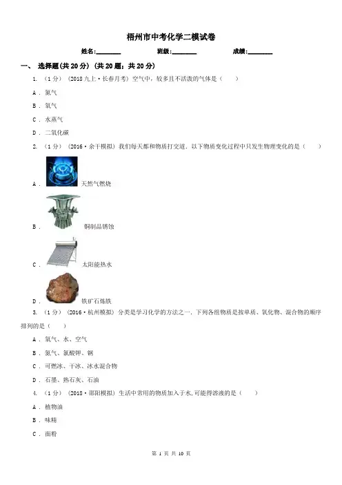 梧州市中考化学二模试卷