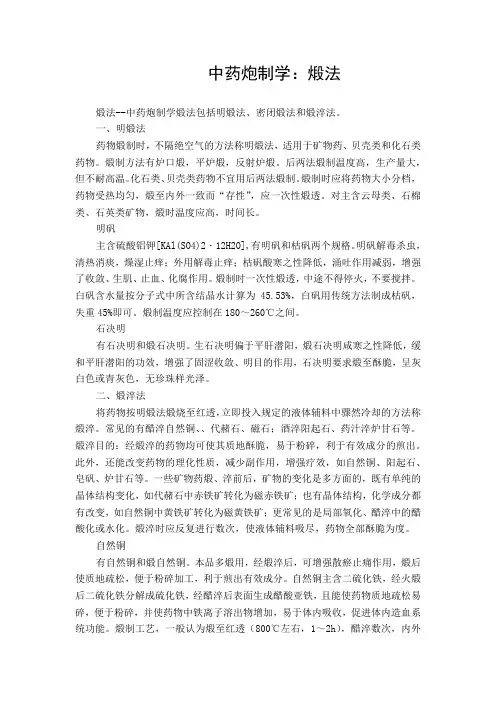 中药炮制学：煅法