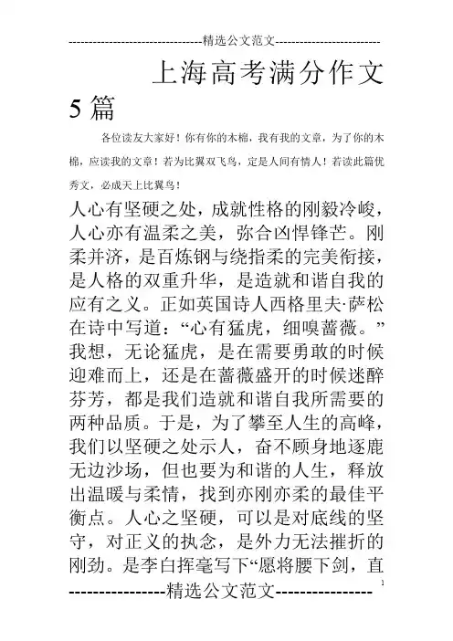 上海高考满分作文5篇_0