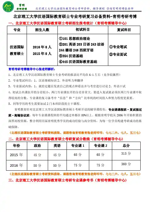 北京理工大学汉硕考研真题考研笔记资料