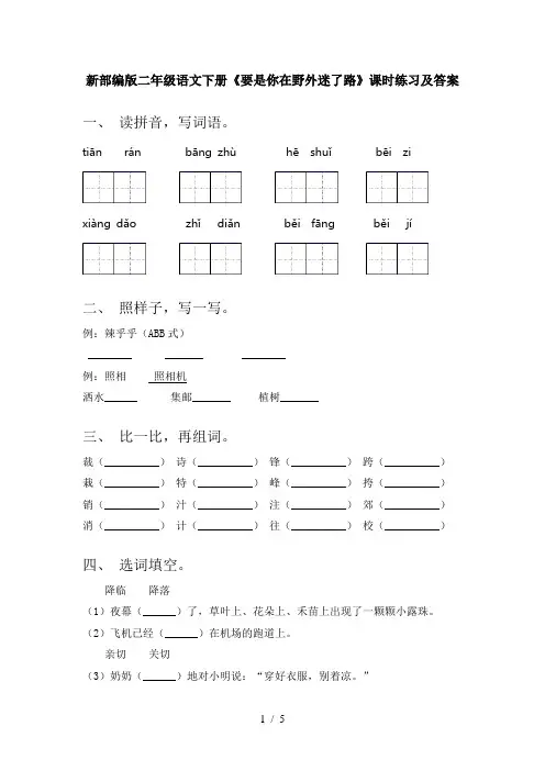 新部编版二年级语文下册《要是你在野外迷了路》课时练习及答案