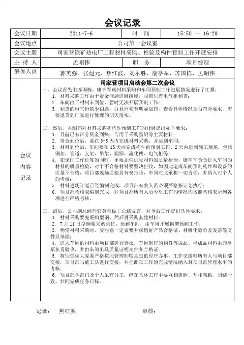 会议记录表格样稿