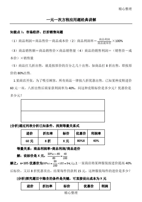 一元一次方程应用题经典讲解