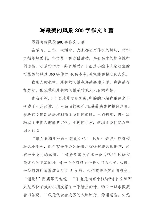写最美的风景800字作文3篇