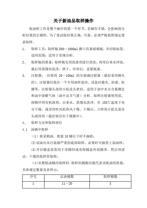 关于新油品取样操作
