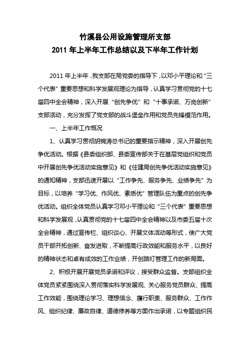 党支部半年工作总结及下半年计划