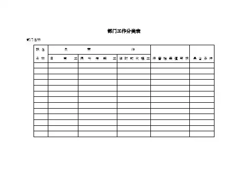 部门工作分类表